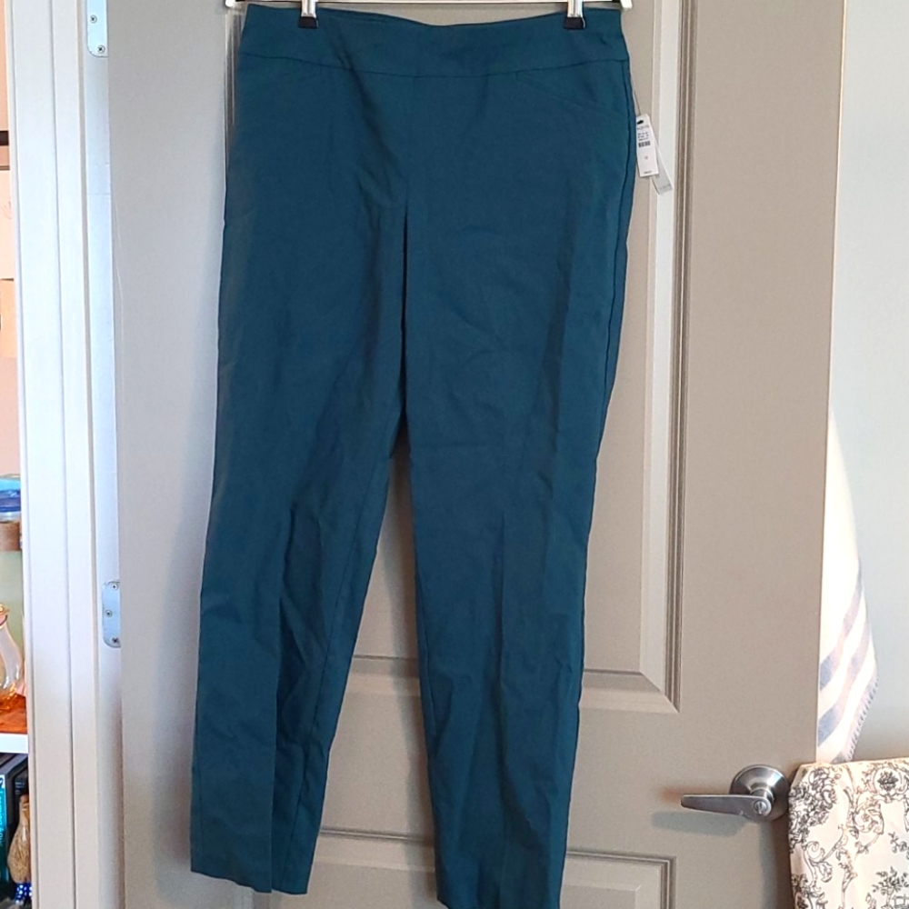 TALBOTS PEACOCK BLUE SLIMMING PANTS SZ 14